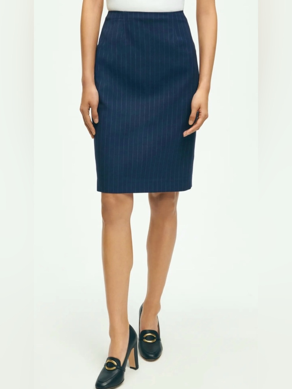 Brooks Brothers Elegant Pinstripe navy blue Wool Pencil Skirt